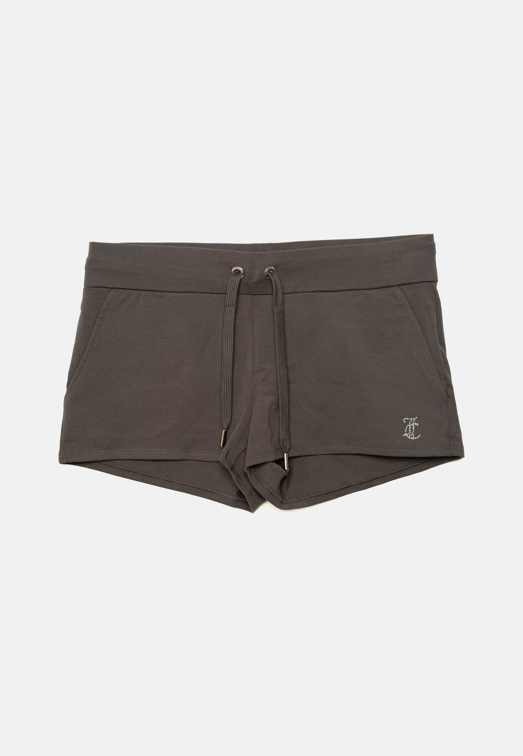 Pantaloncini in jersey con logo in strass colore Grigio