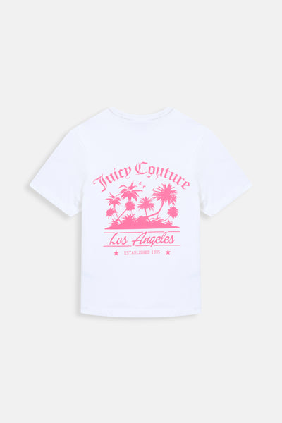 T-Shirt La Beach Bianca con maxi logo sul retro
