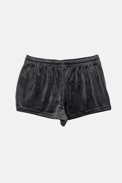 Pantaloncini Tamia in velluto classico con logo Juicy in strass tono su tono colore Nero
