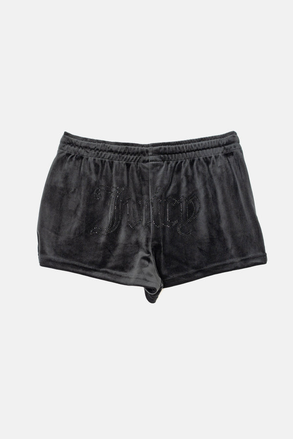 Pantaloncini Tamia in velluto classico con logo Juicy in strass tono su tono colore Nero