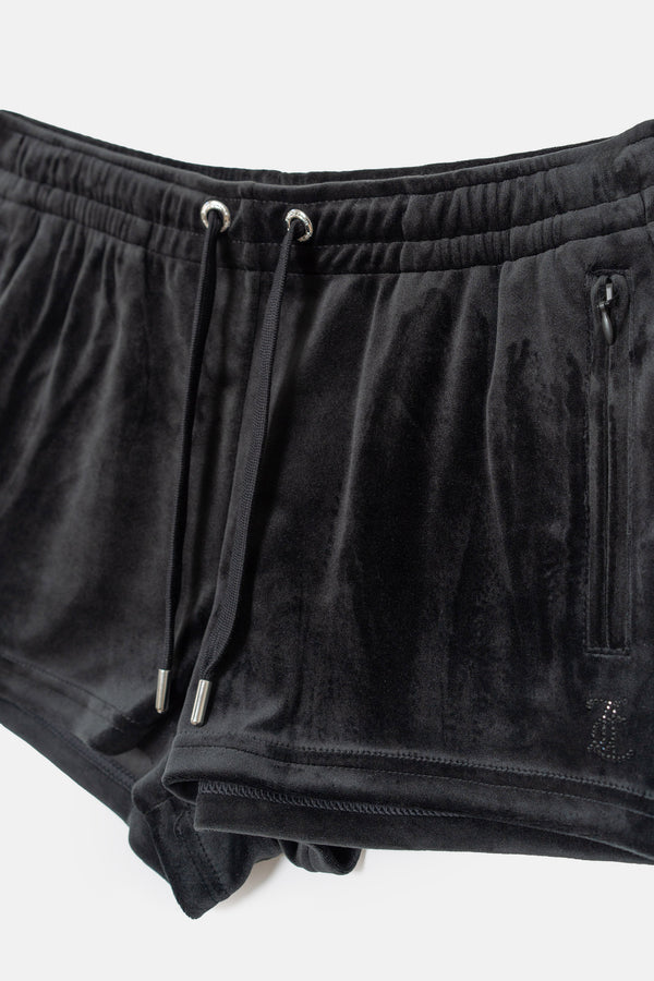 Pantaloncini Tamia in velluto classico con logo Juicy in strass tono su tono colore Nero