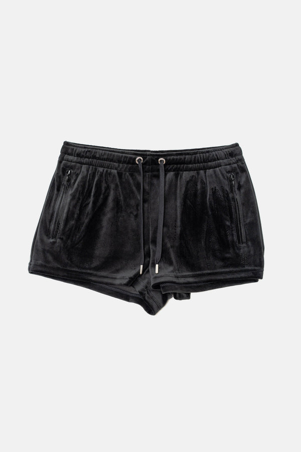 Pantaloncini Tamia in velluto classico con logo Juicy in strass tono su tono colore Nero