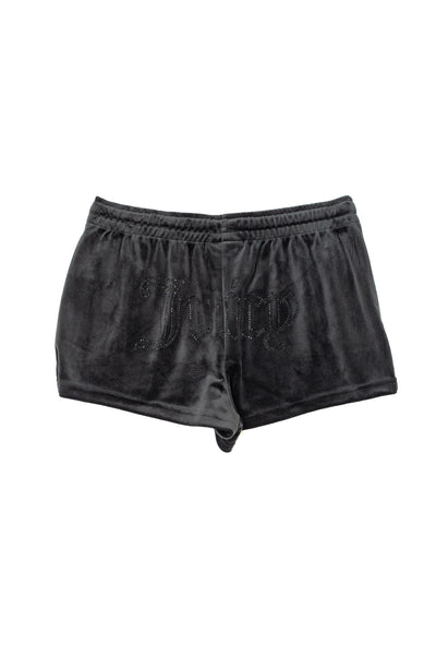 Pantaloncini Tamia in velluto classico con logo Juicy in strass tono su tono colore Nero