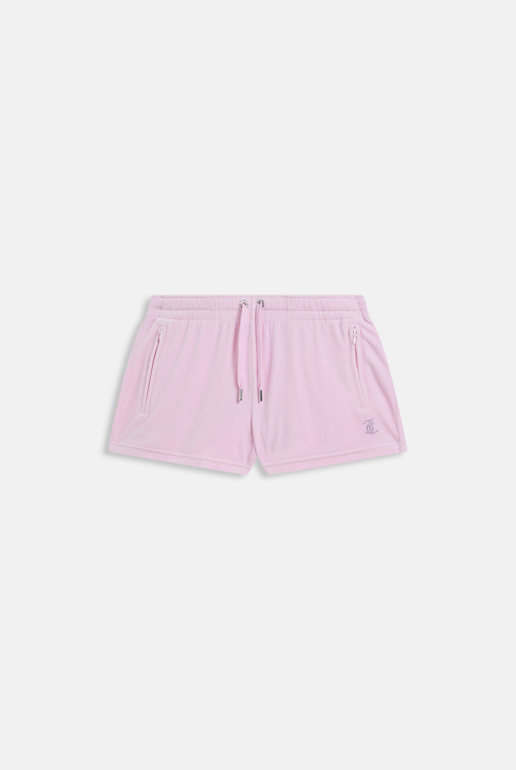 Pantaloncini Tamia in velluto classico con logo Juicy in strass tono su tono colore Rosa