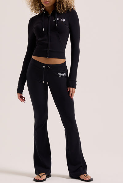 Felpa Oola corta e aderente in jersey con logo Juicy in strass colore nero