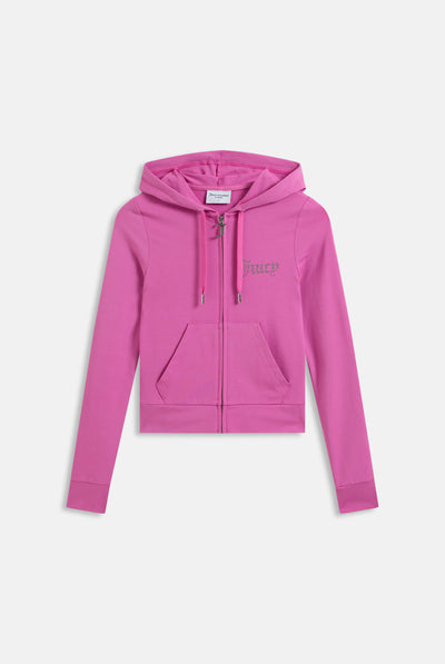 Felpa Oola corta e aderente in jersey con logo Juicy in strass colore rosa
