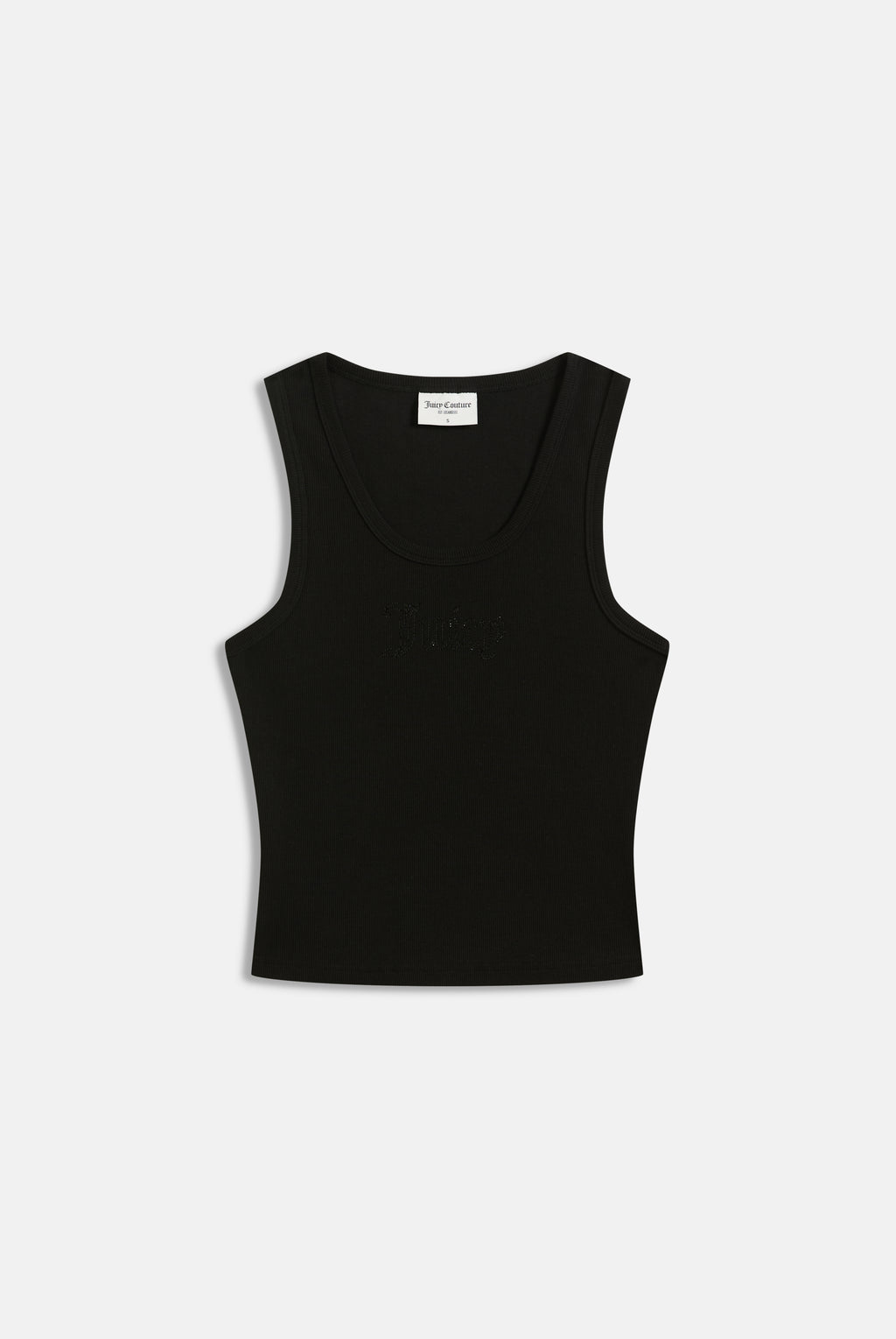 Canotta in jersey a costine con logo Juicy in strass tono su tono colore Nero