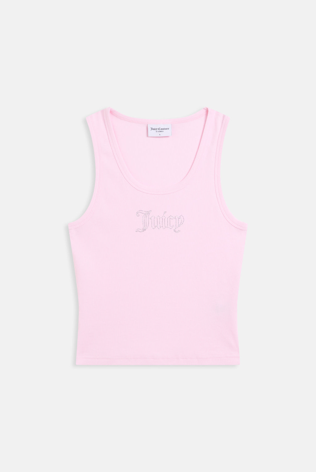 Canotta in jersey a costine con logo Juicy in strass tono su tono colore Cigliegio