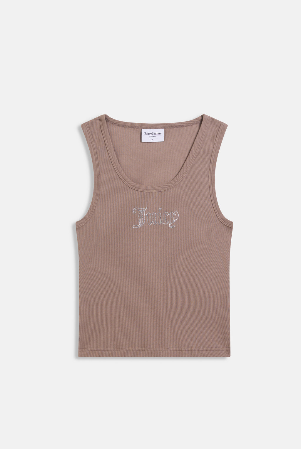 Canotta in jersey a costine con logo Juicy in strass tono su tono colore Beige