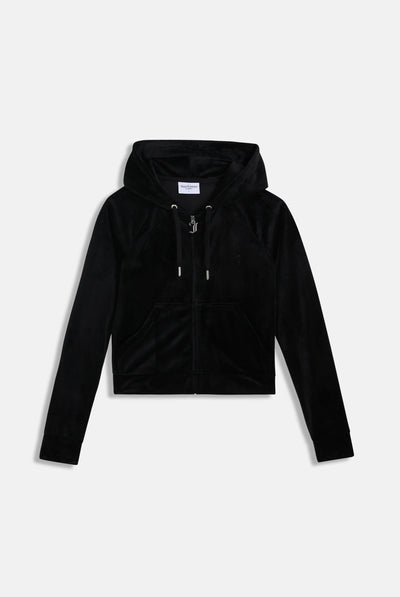 Felpa in velluto Madison con logo Juicy in strass tono su tono colore Nero