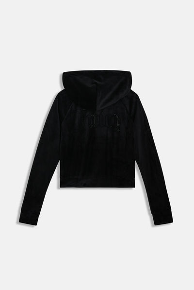 Felpa in velluto Madison con logo Juicy in strass tono su tono colore Nero