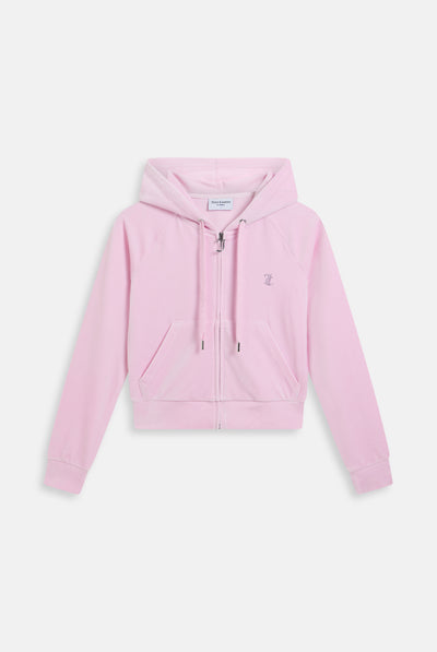 Felpa in velluto Madison con logo Juicy in strass tono su tono colore Rosa