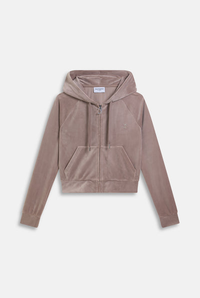 Felpa in velluto Madison con logo Juicy in strass tono su tono colore Beige