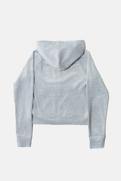 Felpa in velluto Madison con logo Juicy in strass tono su tono colore Grigio