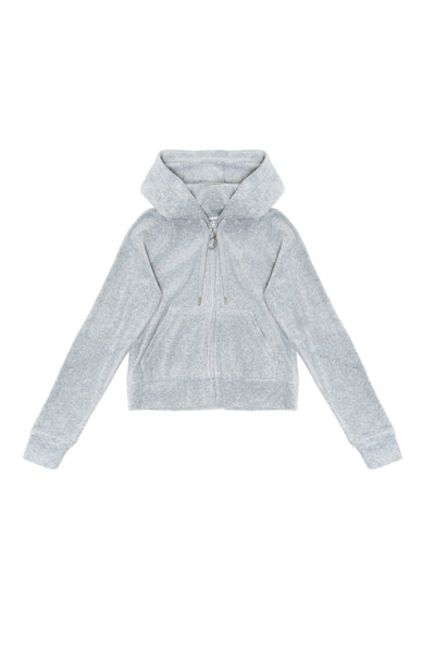 Felpa in velluto Madison con logo Juicy in strass tono su tono colore Grigio