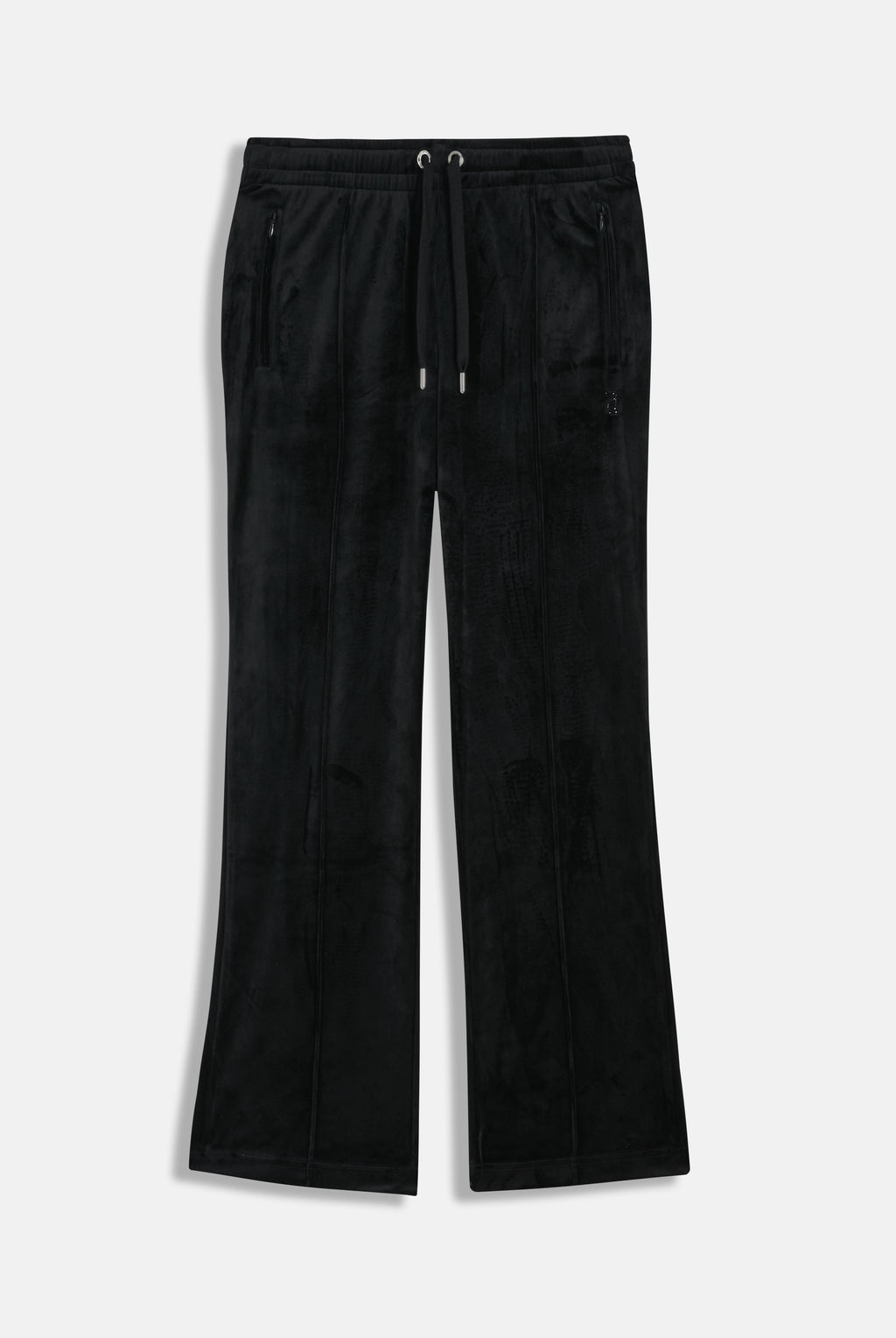 Pantaloni in velluto Tina con logo Juicy in strass tono su tono colore Nero