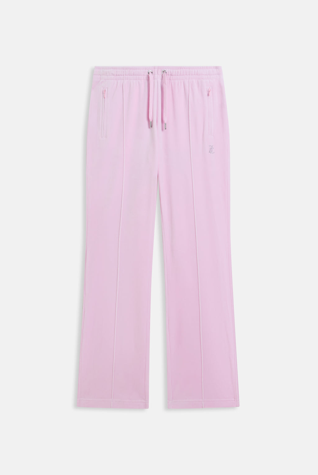 Pantaloni in velluto Tina con logo Juicy in strass tono su tono colore Rosa
