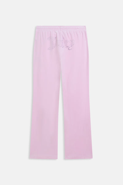 Pantaloni in velluto Tina con logo Juicy in strass tono su tono colore Rosa