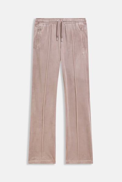 Pantaloni in velluto Tina con logo Juicy in strass tono su tono colore Beige