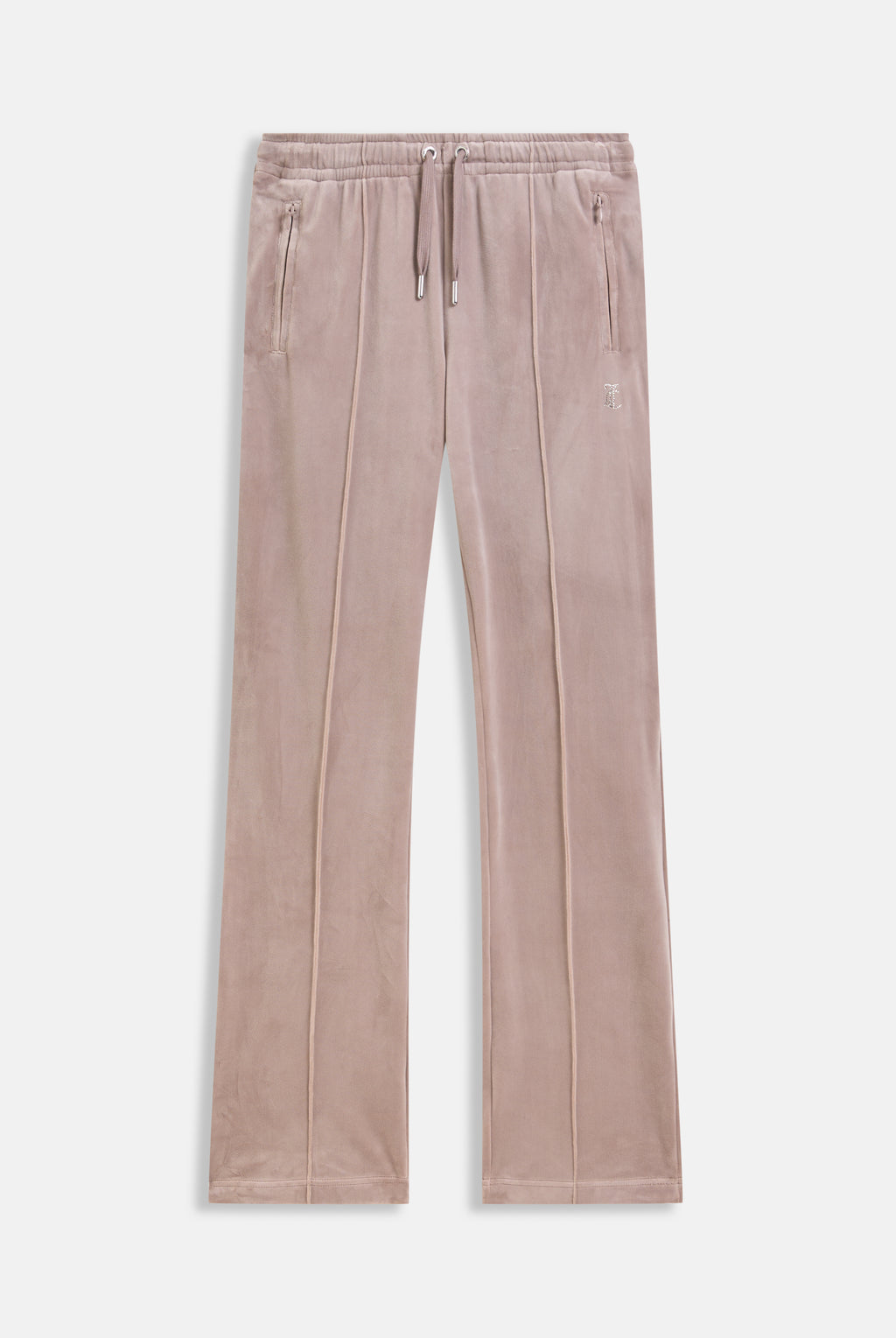 Pantaloni in velluto Tina con logo Juicy in strass tono su tono colore Beige