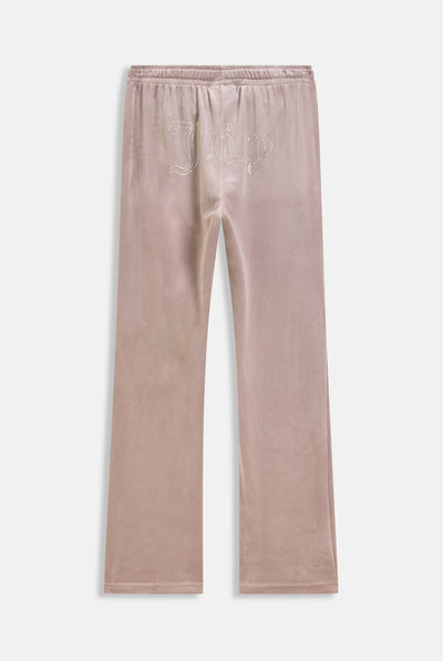Pantaloni in velluto Tina con logo Juicy in strass tono su tono colore Beige