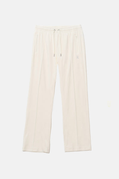 Pantaloni in velluto Tina con logo Juicy in strass tono su tono colore Panna