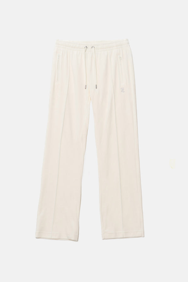 Pantaloni in velluto Tina con logo Juicy in strass tono su tono colore Panna