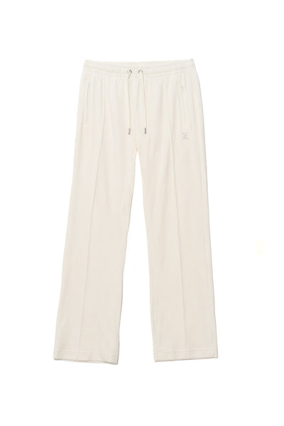 Pantaloni in velluto Tina con logo Juicy in strass tono su tono colore Panna