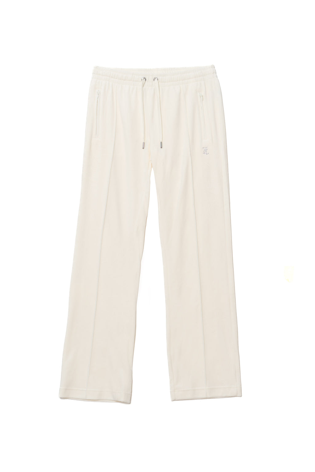 Pantaloni in velluto Tina con logo Juicy in strass tono su tono colore Panna