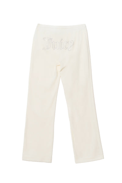 Pantaloni in velluto Tina con logo Juicy in strass tono su tono colore Panna