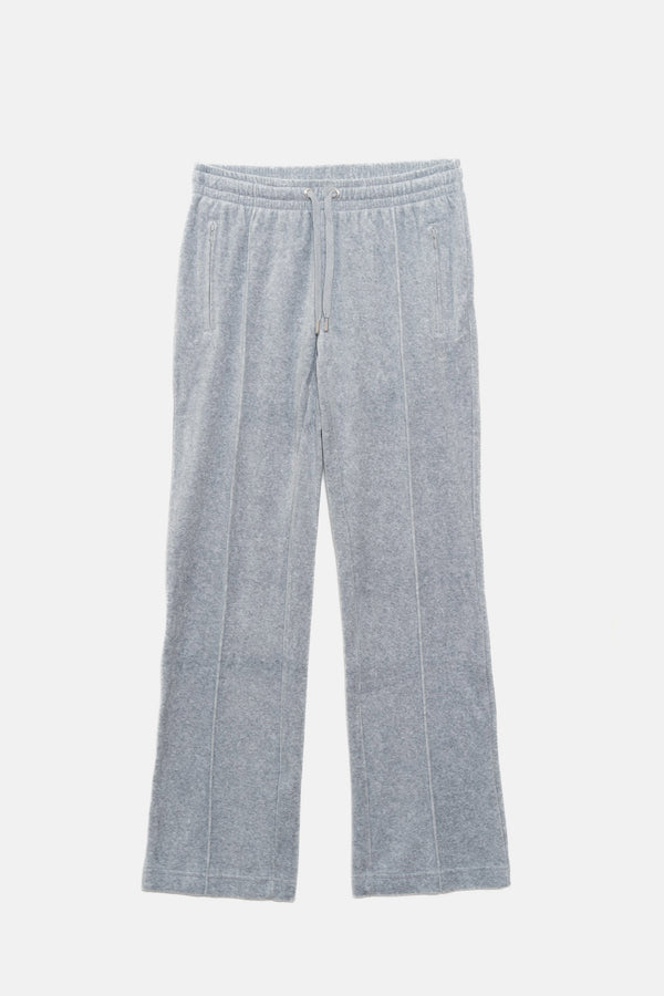 Pantaloni in velluto Tina con logo Juicy in strass tono su tono colore Grigio