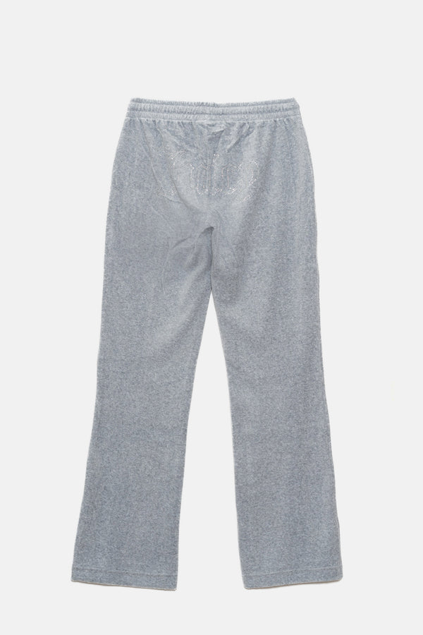 Pantaloni in velluto Tina con logo Juicy in strass tono su tono colore Grigio