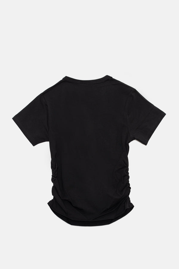 T-shirt Juicy aderente e arricciata con logo Juicy in strass colore Nero
