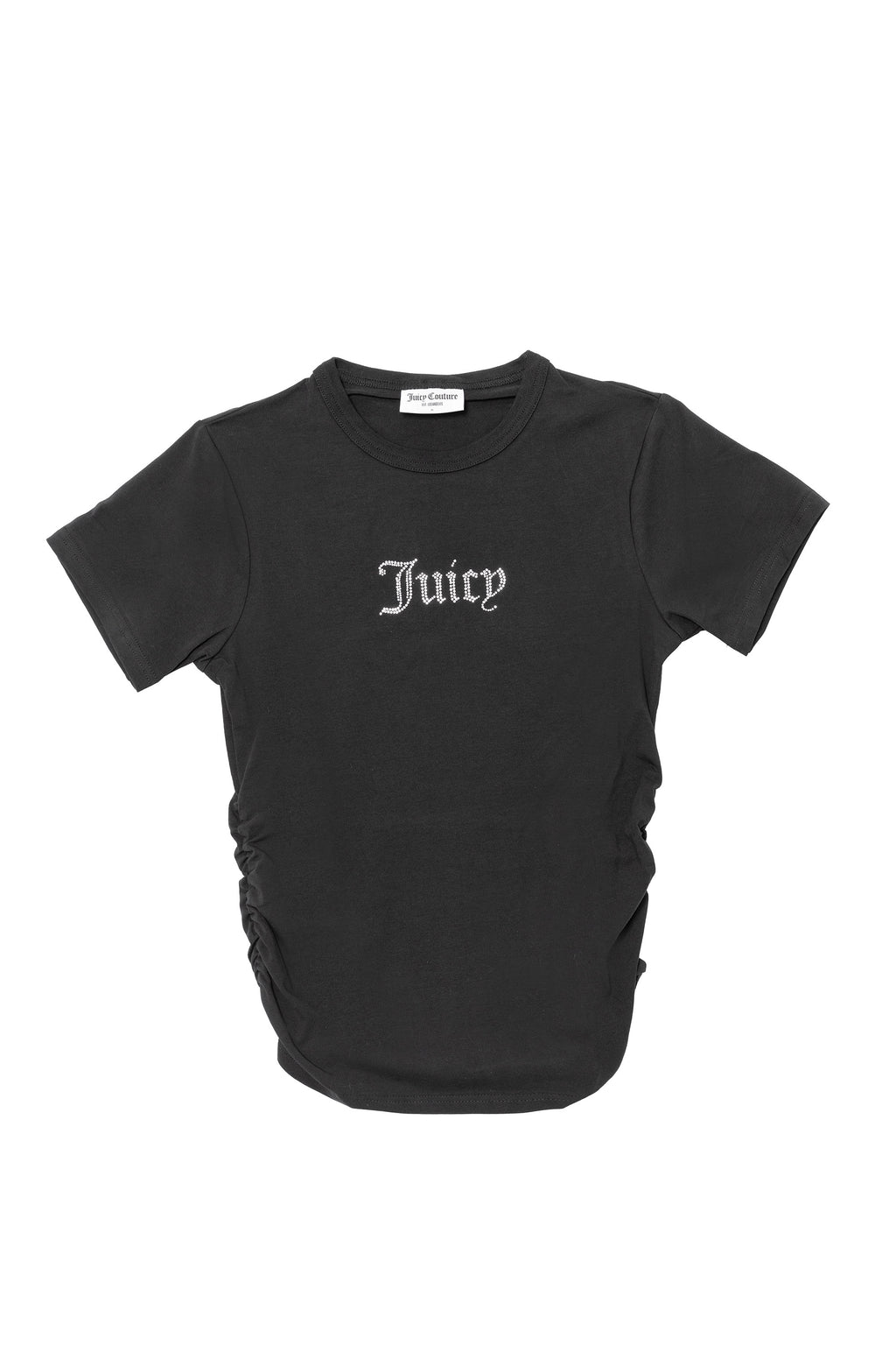 T-shirt Juicy aderente e arricciata con logo Juicy in strass colore Nero