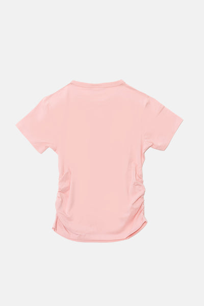 T-shirt Juicy aderente e arricciata con logo Juicy in strass colore Rosa