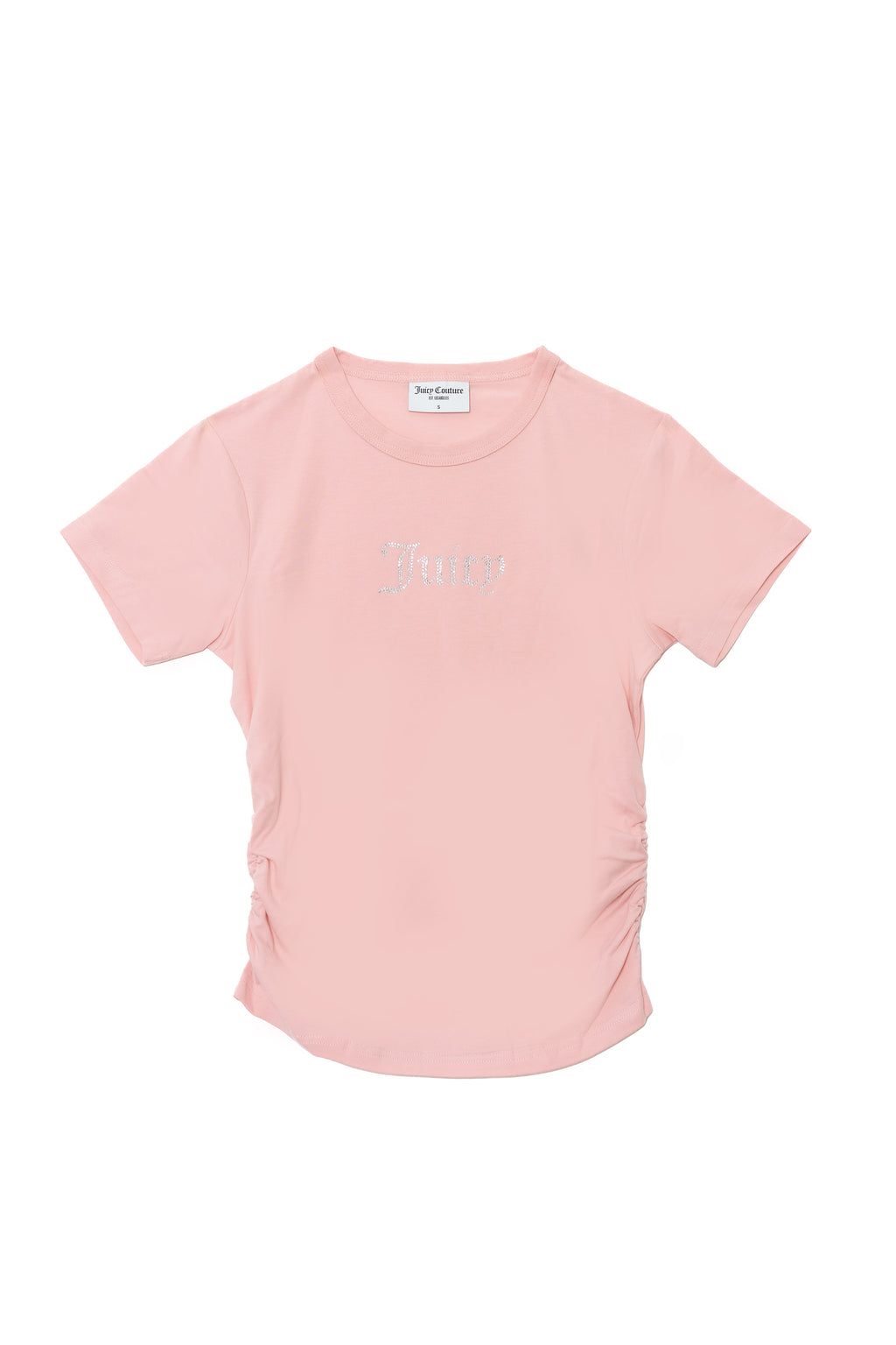 T-shirt Juicy aderente e arricciata con logo Juicy in strass colore Rosa