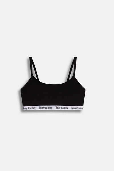 Bralette Ren in cotone con scollo rotondo ed elastico jacquard logato Juicy Couture colore Nero