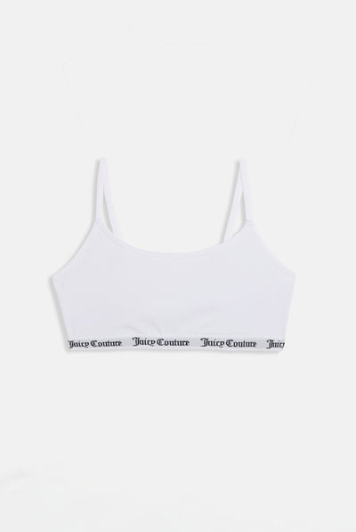 Bralette Ren in Cotone con Scollo Rotondo ed Elastico Jacquard Logato Juicy Couture – Bianco