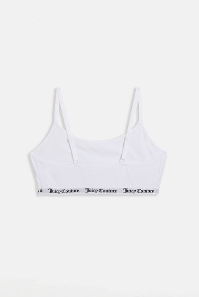 Bralette Ren in Cotone con Scollo Rotondo ed Elastico Jacquard Logato Juicy Couture – Bianco