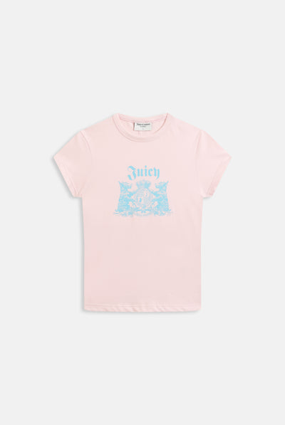 T-shirt Hilton Juicy Dog Crest lunga e aderente in jersey con logo stampato colore Rosa