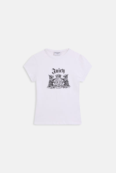 T-shirt Hilton Juicy Dog Crest lunga e aderente in jersey con logo stampato colore Bianco