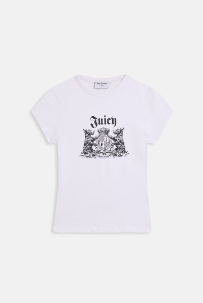 T-shirt Hilton Juicy Dog Crest lunga e aderente in jersey con logo stampato colore Bianco