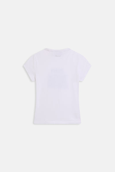 T-shirt Hilton Juicy Dog Crest lunga e aderente in jersey con logo stampato colore Bianco