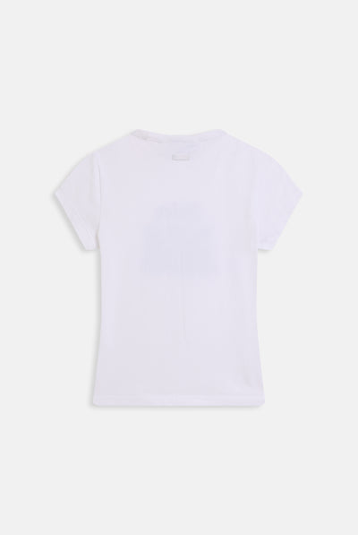 T-shirt Hilton Juicy Dog Crest lunga e aderente in jersey con logo stampato colore Bianco