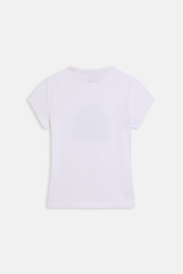 T-shirt Hilton Juicy Dog Crest lunga e aderente in jersey con logo stampato colore Bianco