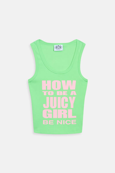 Canotta Juicy in jersey a costine con stampa lettering frontale colore Verde
