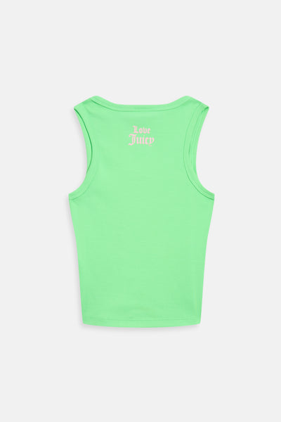 Canotta Juicy in jersey a costine con stampa lettering frontale colore Verde