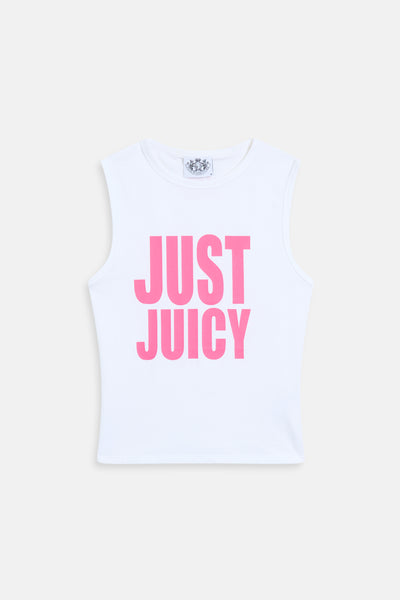 Canotta Juicy in jersey con stampa lettering frontale colore Bianco