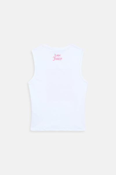 Canotta Juicy in jersey con stampa lettering frontale colore Bianco