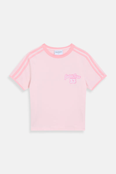 T-shirt Juicy in jersey con bande sulle spalle e stampa logo frontale colore Rosa